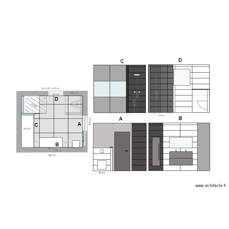 SDB1.1. Plan de 1 pièce et 9 m2
