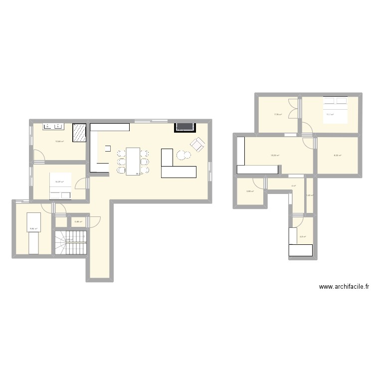 appartement. Plan de 14 pièces et 150 m2