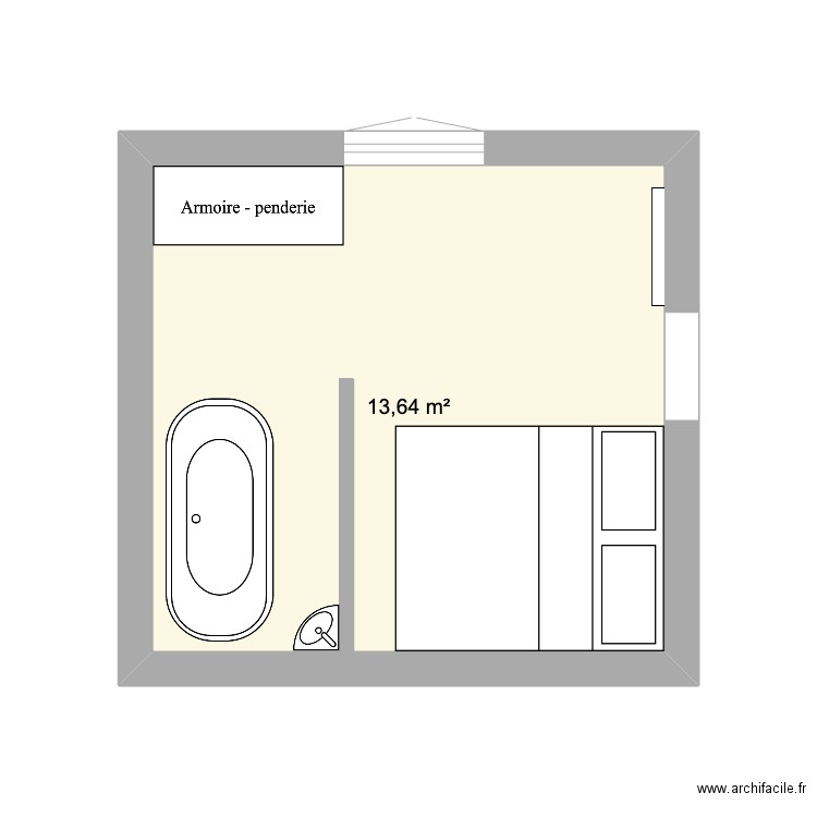 CHAMBRE 5. Plan de 1 pièce et 14 m2