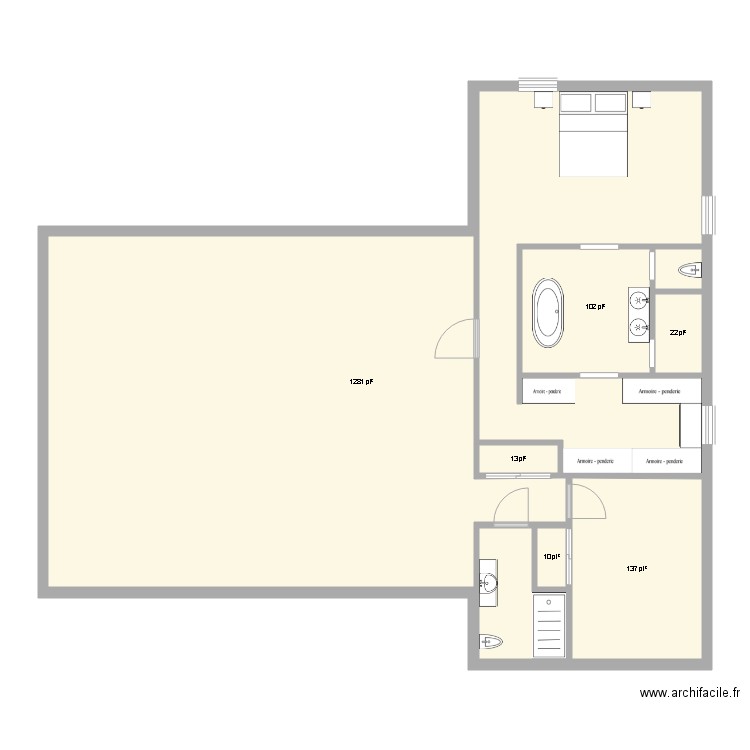 plan chambre et salle de bain 2. Plan de 0 pièce et 0 m2