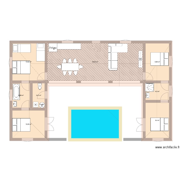 La désirée 3. Plan de 8 pièces et 95 m2