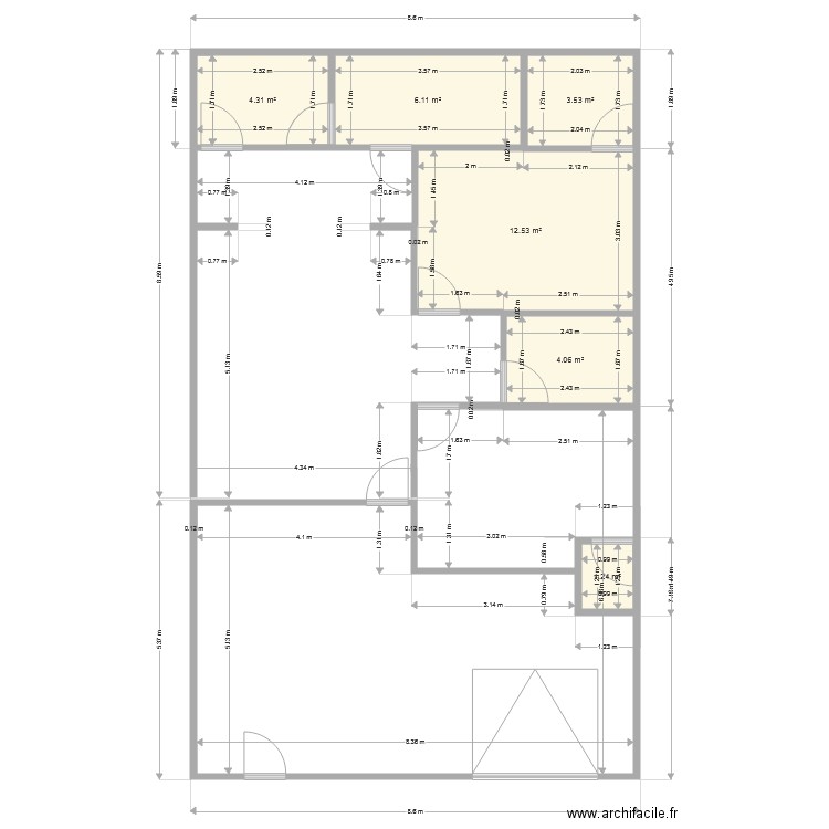 3 PIECES X 1. Plan de 0 pièce et 0 m2