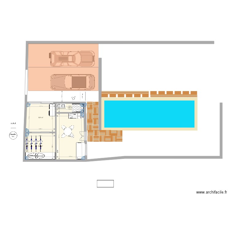 garage ré 4. Plan de 4 pièces et 38 m2