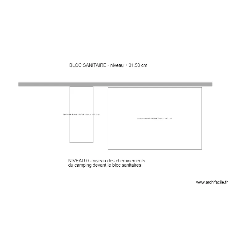 plan de principe acc&egrave;s bloc sanitaires . Plan de 