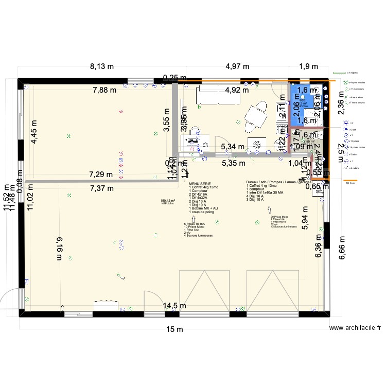 nouveau. Plan de 3 pièces et 156 m2