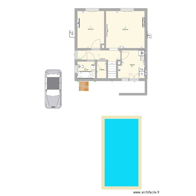 plan essai 1. Plan de 9 pièces et 45 m2