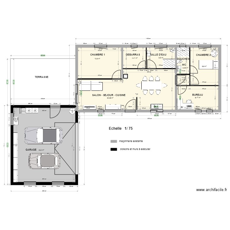  MODIFICATION  ACCES BUREAU. Plan de 0 pièce et 0 m2
