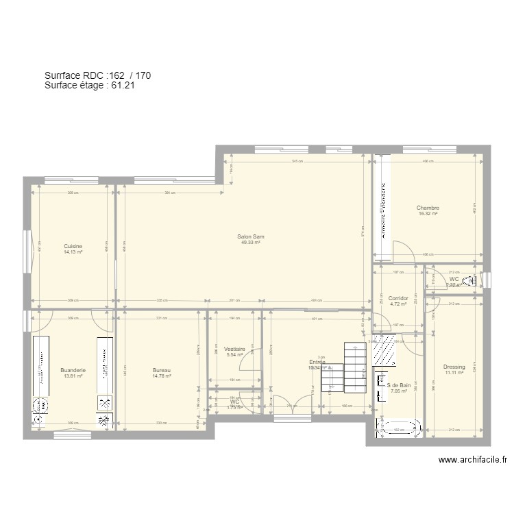 version JJ 16 12 21. Plan de 12 pièces et 156 m2