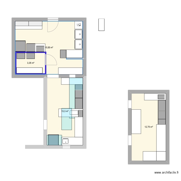 RESTO. Plan de 4 pièces et 49 m2