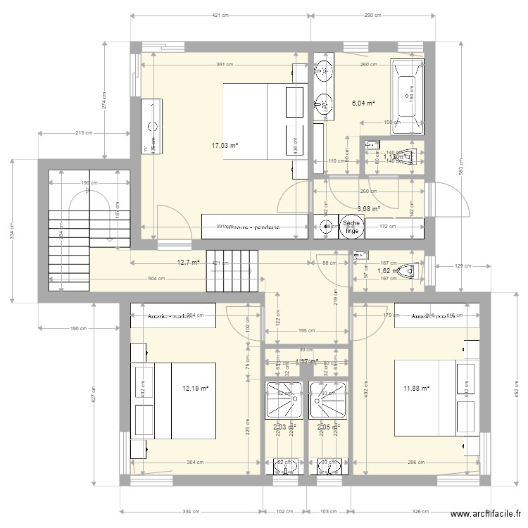 camelas. Plan de 11 pièces et 72 m2