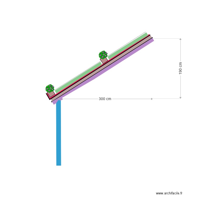 coupe structure toit végétal. Plan de 0 pièce et 0 m2