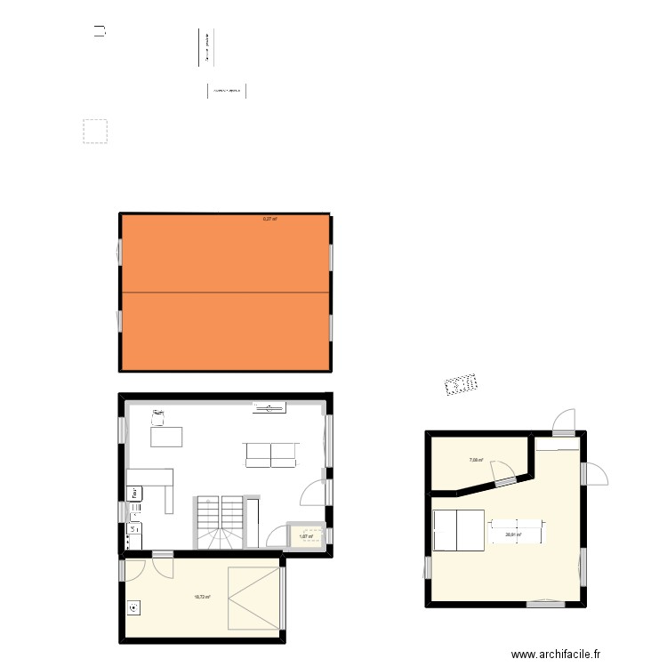 fronton. Plan de 5 pièces et 56 m2