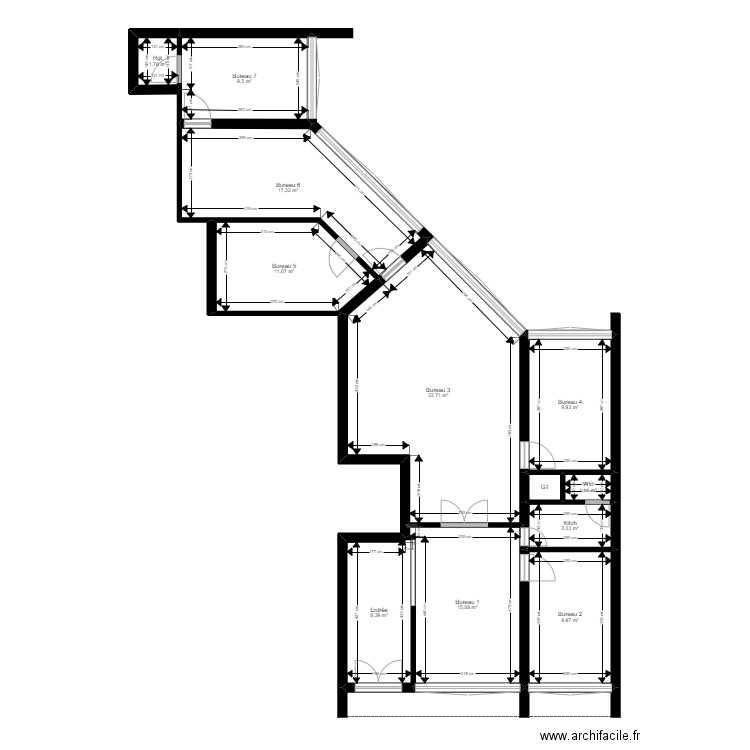 92 Nanterre 118 Salvador Existant Esp 12092022. Plan de 12 pièces et 122 m2