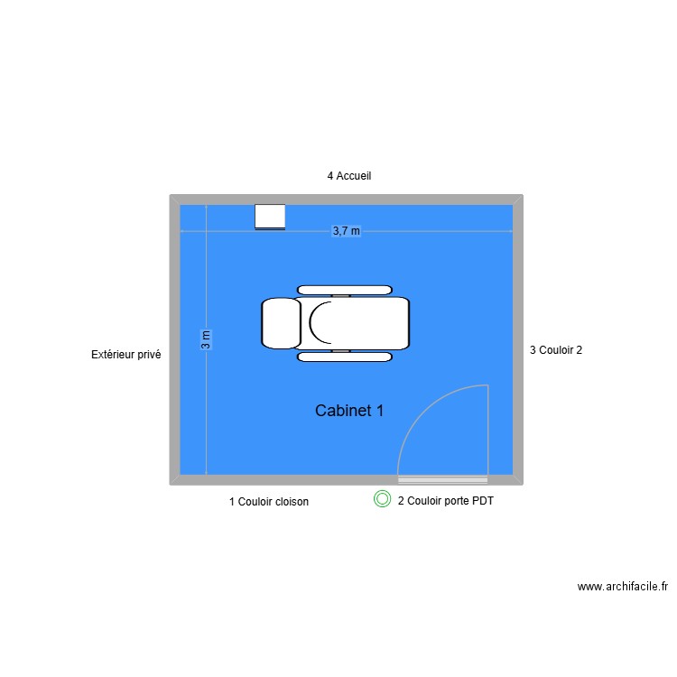 60710 Cabinet 1. Plan de 1 pièce et 11 m2