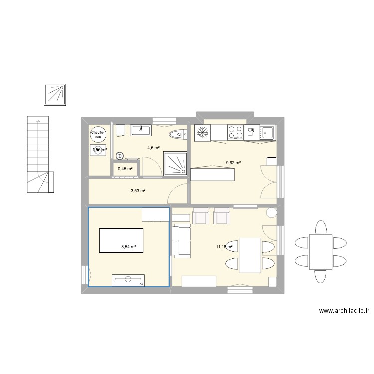 RDC VILLAGE. Plan de 7 pièces et 39 m2