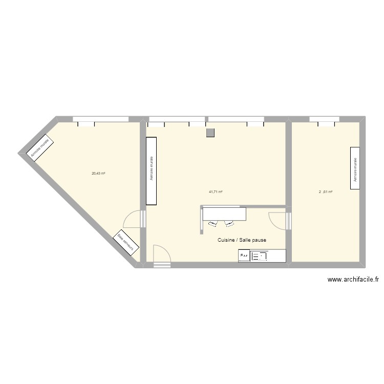 Antares 3 - Vierge. Plan de 3 pièces et 83 m2