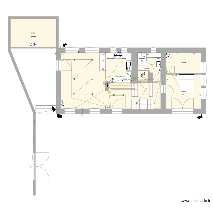 Projet RDC toilettes et dressing éclairage. Plan de 0 pièce et 0 m2