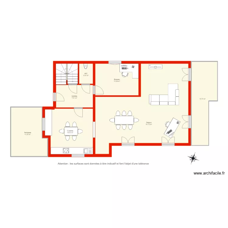 BI 2463 rdc non c&ocirc;t&eacute;. Plan de 