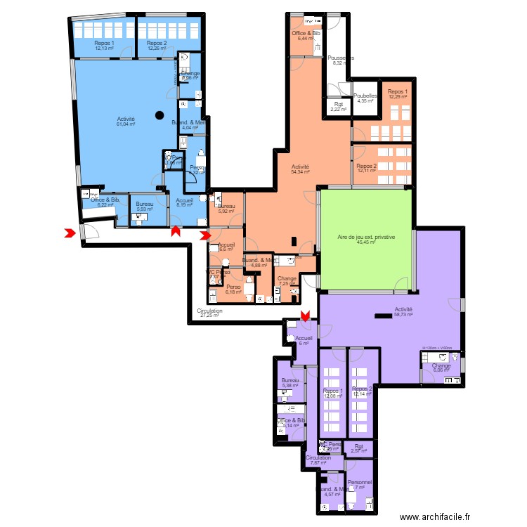 93 Aubervilliers Motte Global PROJET V ArL 030822 post PMI. Plan de 37 pièces et 457 m2