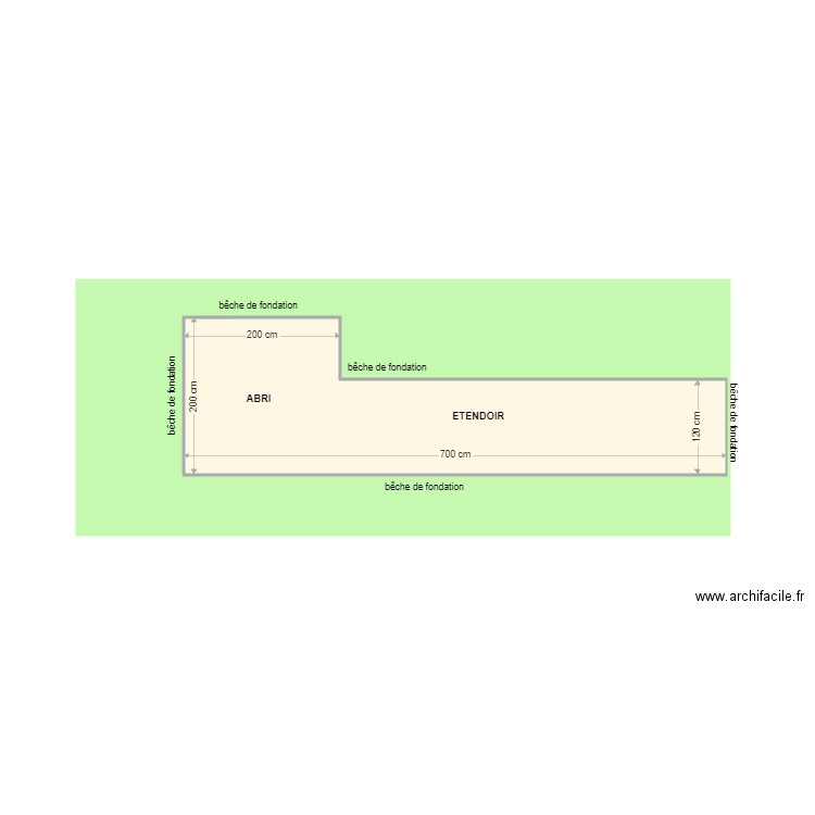 SAEN (dalle abri/etendoir). Plan de 2 pièces et 37 m2