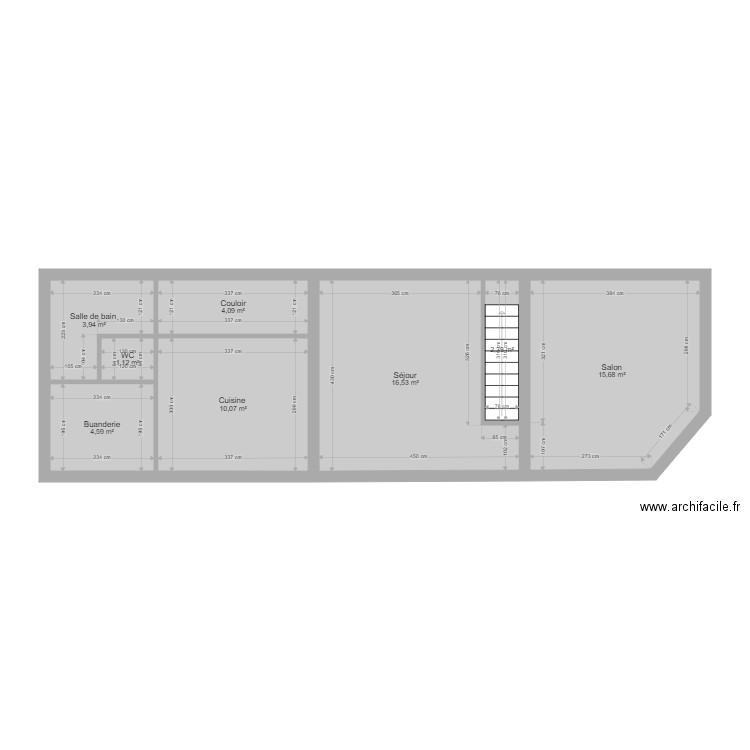 Rez De Chaussée 1. Plan de 8 pièces et 58 m2