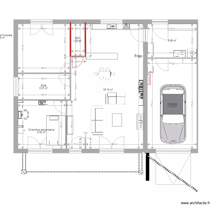 Plan avec amenagement. Plan de 