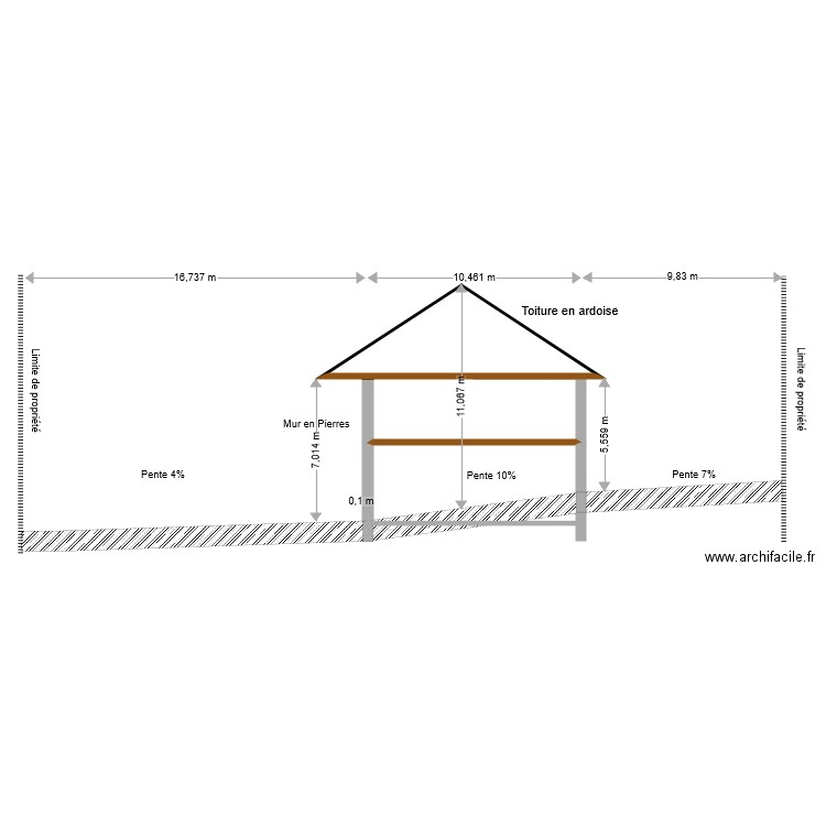 plan de coupe. Plan de 0 pièce et 0 m2