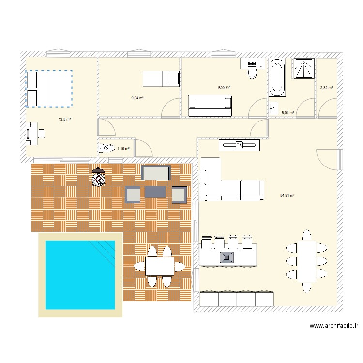 maison plan L 2. Plan de 0 pièce et 0 m2