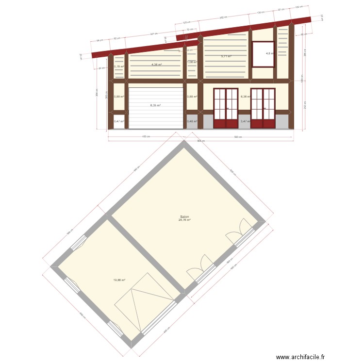 PLAN GARAGE OSSATURE BOIS 6. Plan de 14 pièces et 84 m2