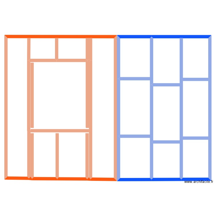 Facade sud. Plan de 3 pièces et 681 m2