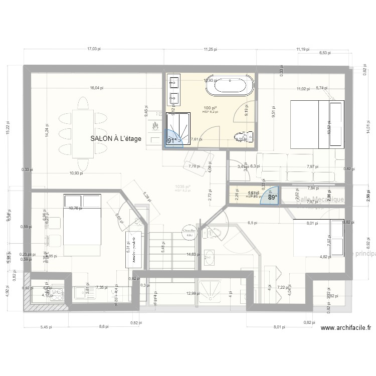 st-antoine 2 etages- 3ch a l'étage 6oct2023b. Plan de 4 pièces et 110 m2