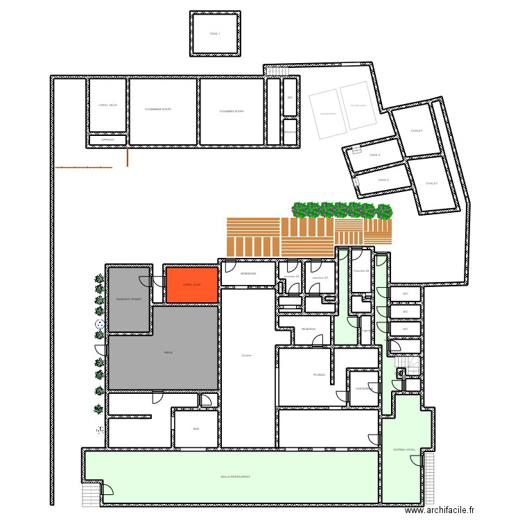 Homard Bleu. Plan de 44 pièces et 527 m2