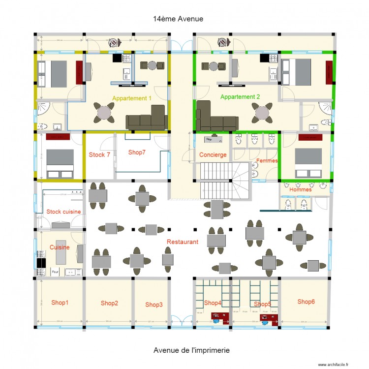 Nyakabiga rdc2. Plan de 50 pièces et 210 m2