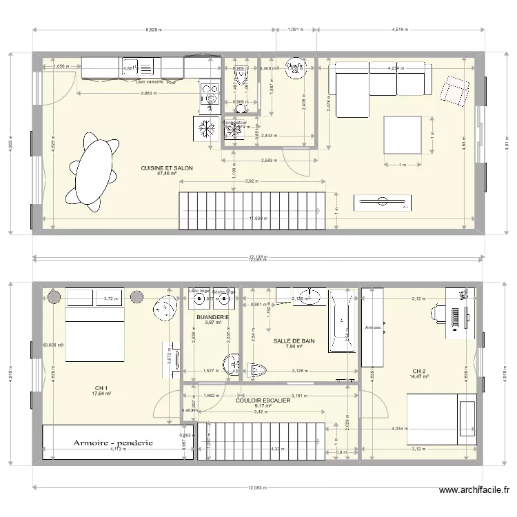 Maison plan d&eacute;finitif 22.xxxx. Plan de 
