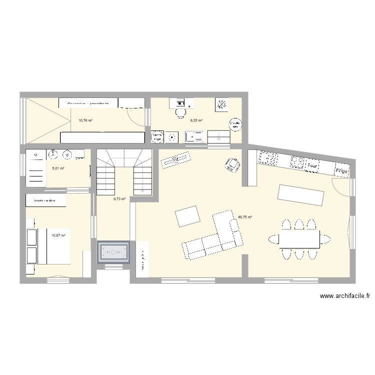 Extensionn1. Plan de 6 pièces et 94 m2
