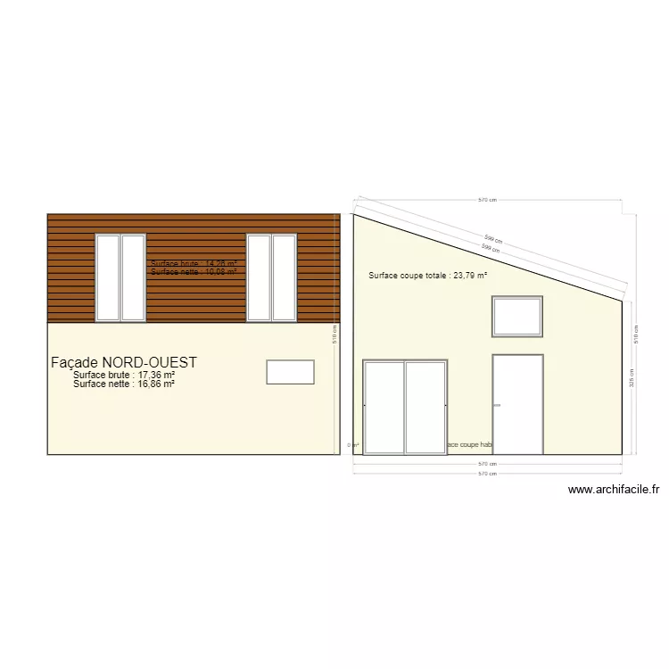 Fa&ccedil;ade NORD-OUEST. Plan de 