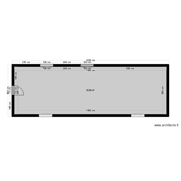 HANGAR. Plan de 1 pièce et 43 m2