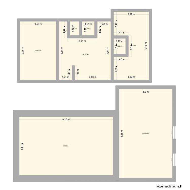 plan vide 2. Plan de 8 pièces et 172 m2