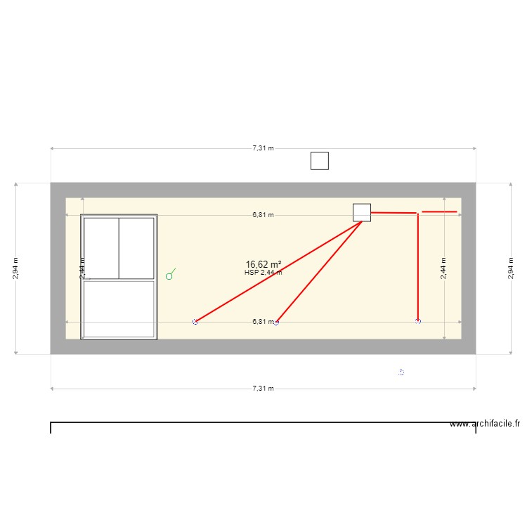 elec atelier coté salon. Plan de 1 pièce et 17 m2