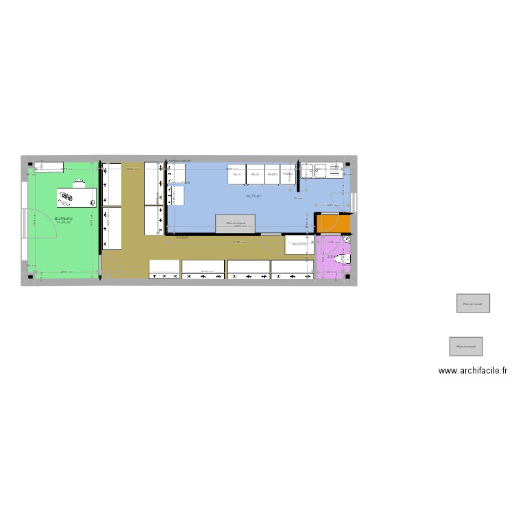 LOCAL ACTUEL. Plan de 9 pièces et 62 m2