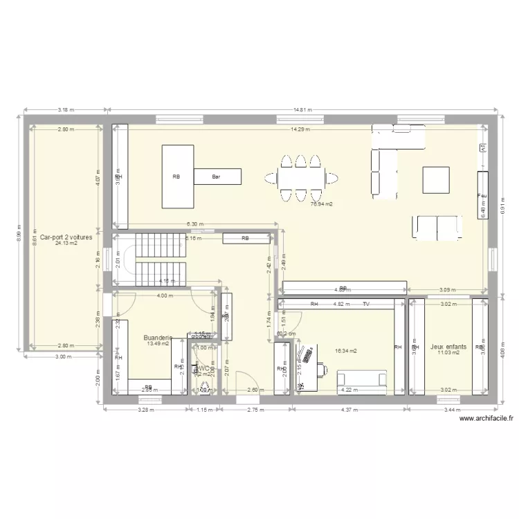 Maison RDC 19. Plan de 