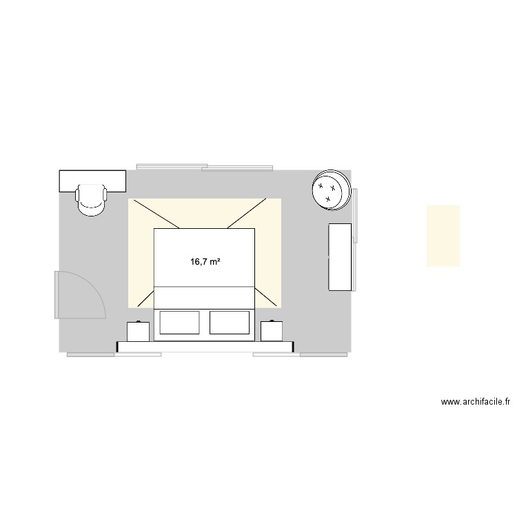 Suite parentale. Plan de 1 pièce et 17 m2