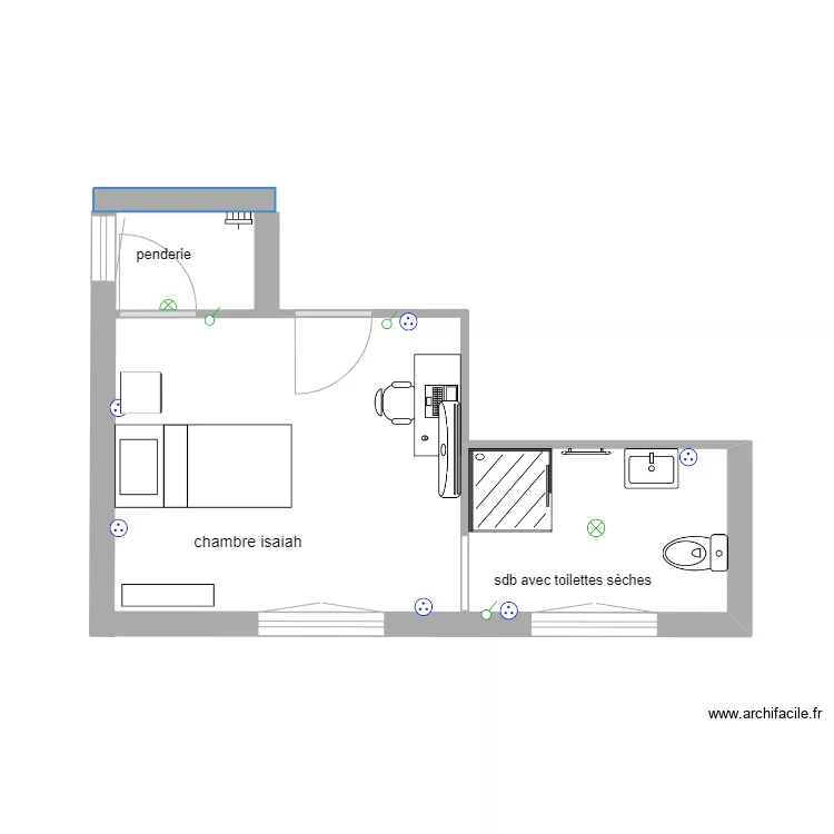 chambre isa&iuml;ah. Plan de 