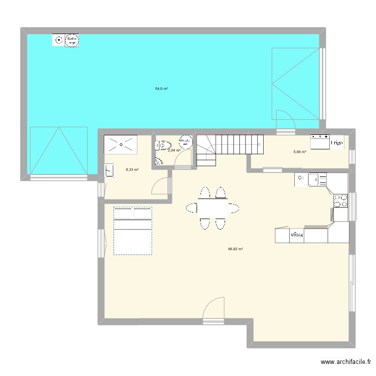 maison2023. Plan de 5 pièces et 136 m2