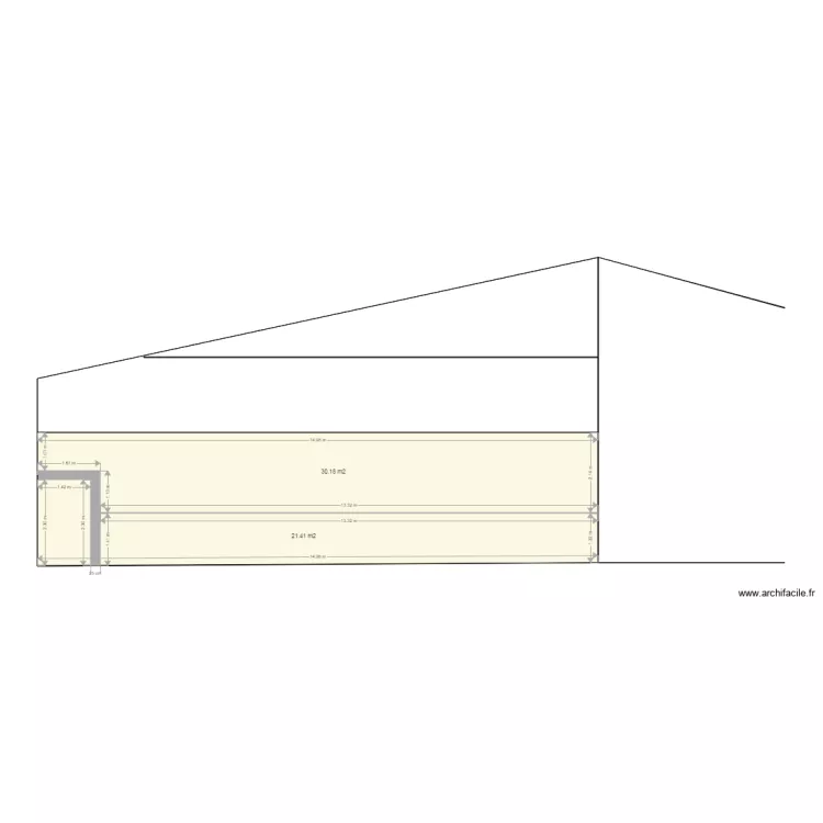 hangar vue de cote. Plan de 