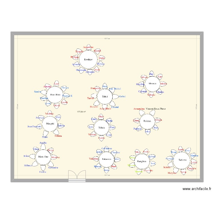 Plan de Table Mariage. Plan de 1 pièce et 178 m2