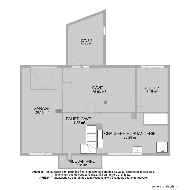 BI 7975 SOUS SOL. Plan de 10 pièces et 118 m2