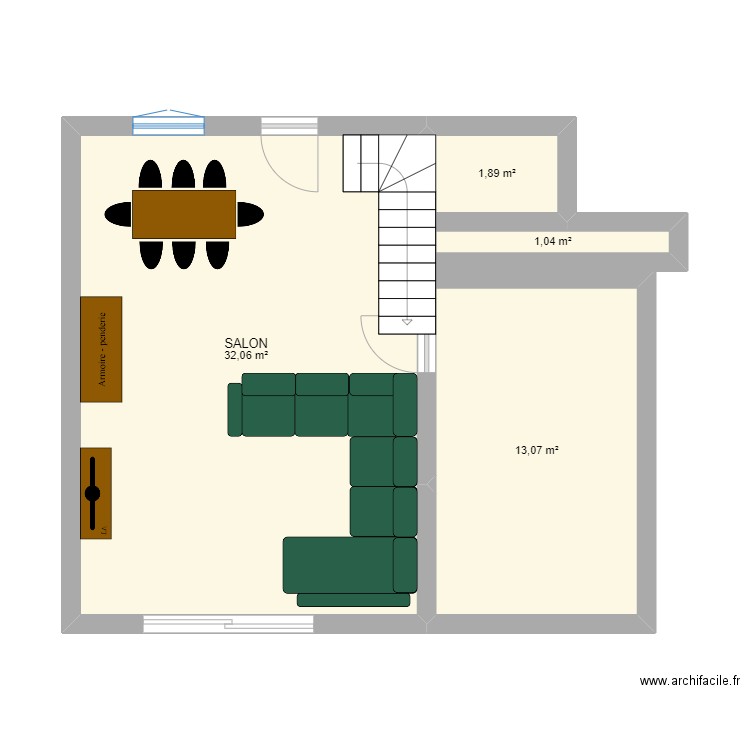 essai. Plan de 4 pièces et 48 m2