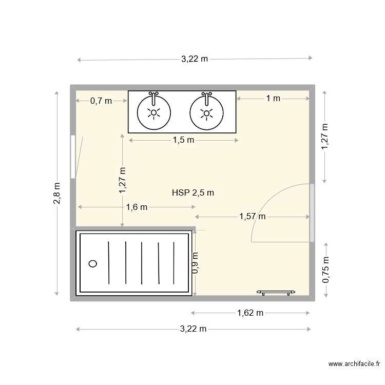 HUGUET Futur. Plan de 1 pièce et 9 m2