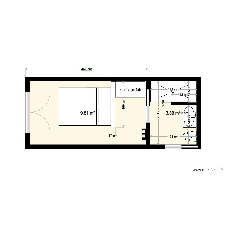 salle de douche studio. Plan de 0 pièce et 0 m2